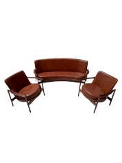 Mid-Century Modern Sofa and Lounge Chairs by Ib Kofod-Larsen for Frõscher, 1970s
